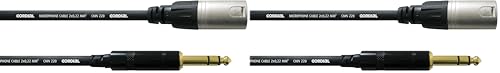 Câble audio stéréo XLR mâle jack mâle 3m Cordial Essentials par lot de 2