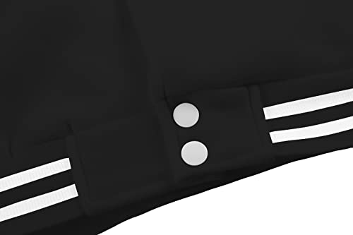 Mowbeat Women Baseball Jacket Varsity Uniform Unsex Adult Long Sleeve Baseball Shirt Casual Loose Cardigan Men's Track Jacket (Black,Xl) #TOP3