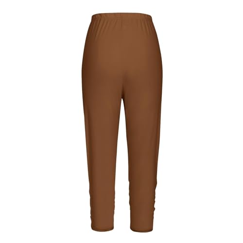 Moonker 3/4 Leggings for Teens Girls Casual Solid Color Stretchy Black Yoga Pants Trendy High Elastic Girls3