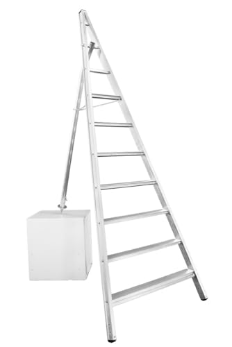svelt scala 8 gradini conica con puntale telescopico per terreni inclinati – gradini antisdrucciolo, uso agricolo e giardinaggio, portata 150kg, agriluxe maxi