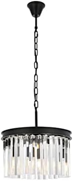 Elegant Lighting Sydney Collection 1208D16MB /RC 3-Light Pendant Lamp with Royal Cut Crystals, Mocha Brown Finish