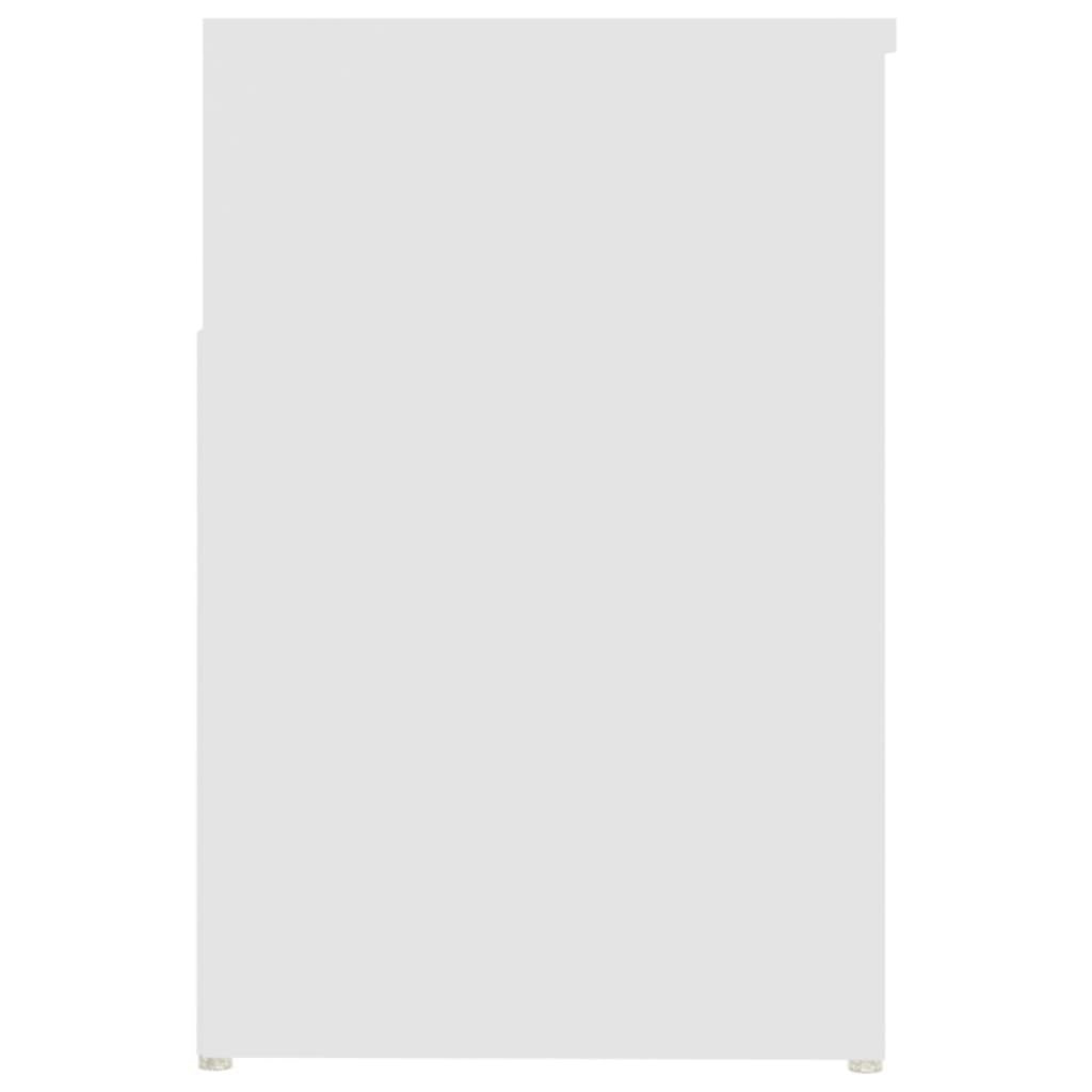 Szafka na buty, biała, 80 x 30 x 45 cm, wykonana z materiału drewnopochodnego z siedziskiem, 2 wkładane półki po prawej stronie i półka po lewej stronie oraz skrzynia na książki i akcesoria