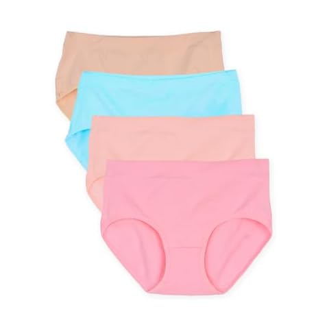 Buankoxy Womens Underwear Cotton Mid-Rise Stretch Cheeky Hipster Panties Full Coverage Ladies Briefs 4 Pack(Multicolor,9) Cover