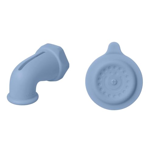 Image of Ubbi Bath Spout Guard and Drain Stopper, Soft Silicone Spout Cover and Suction Cup Drain Plug for Baby Bath Time, Cloudy Blue