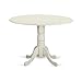 East West Furniture DLT-WHI-TP Dublin Modern Kitchen Table - a Round Dining Table Top with Dropleaf & Pedestal Base, 42x42 Inch, Linen White