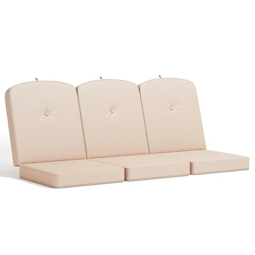 Oungelark Outdoor Porch Swing Cushions 3 Seater Replacement Cushions for Outdoor Swing Patio Swing Cushion 25D Foam (Khaki 61.5x39x3in)