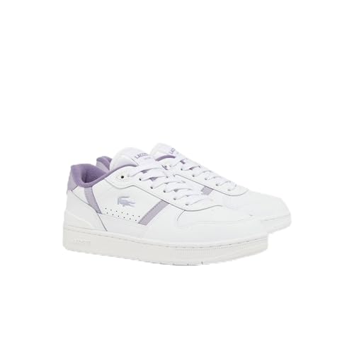 Lacoste Women's T-Clip Set Sneaker, White/Light Purple, 6