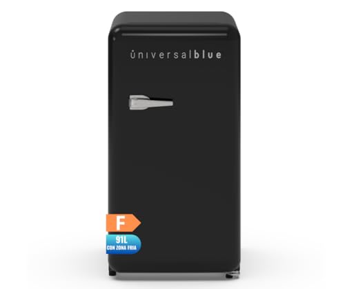 UNIVERSALBLUE Frigorífico Bajo Encimera Vintage Negro | Nevera 91L | Puerta Reversible | Bajo Consumo