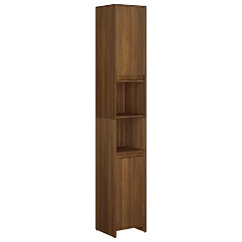 vidaXL Armoire de Bain Organisateur de Maison Armoire de Rangement Meuble de Salle de Bain Intérieur Chêne Marron 30x30x183,5 cm Bois d'Ingénierie