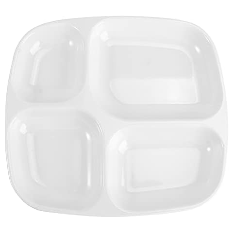 Hemoton Divided Plates 4 Compartments Plastic Divided Dinner Reusable Tray Rice Tray Tableware for Home Restaurant Dinner Cover