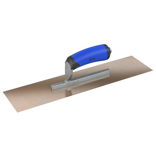 Bon Golden Stainless Steel Finishing Trowel - 11.5 x 4 | Square-End Short Shank Concrete Trowel with Comfort Wave Handle | Ergonomic Design for Smooth and Precise Finishing