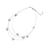 IMIKEYA Collar Accesorio Ligero y Compacto de Doble Capa para Mujer en Aleación Plateada Adecuado para Regalos en Día Madre o San Valentín Clavícula