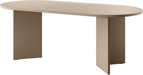 Selsey Table À Manger Ovale, 90 x 204 cm, 6-10 Personnes, Cappuccino