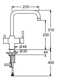 Miscelatore 5 Vie Canna Quadra per Osmosi Inversa