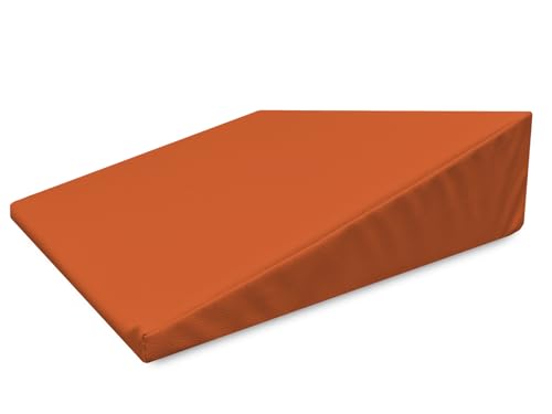 QUIRUMED Cojín cuña, Medidas 40 x 50 x 13 cm, Color Naranja, Ergonómico, Polipiel, Relleno Flexible, Cojín Masaje, Fisioterapia, Apoyo para la Espalda