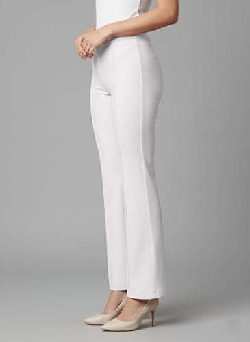 Image of Mehrang Cotton Blend Bootcut Parallel Trouser Pants for Women Regular Fit, Bellbottom Straight Pants for Womens