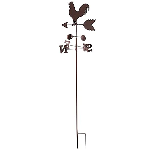 JHGF Rooster Gardens Weathervane,Roofs Weather Vane Retro Vertical Metal Iron Art Decor Outdoor Patio Wind Vane Lawns Western Style Ornament,Metallic (Metallic)