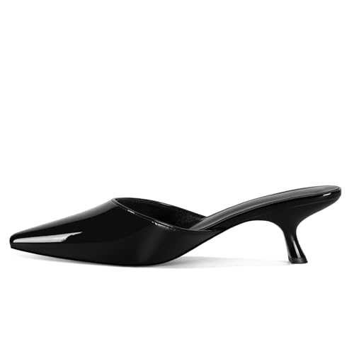 Image of ZJGZF Mesh Kitten Heels Mules for Women Closed Pointed Toe Slip on Backless Stiletto Slingback Low Heels Comfort Pumps Shoes