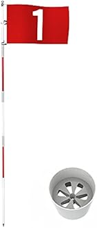 THIODOON Golf Flagstick 6ft Golf Flag and Cup for Yard Pro Detachable Golf Hole Cup and Flag for Driving Range Backyard Upgrade Anti-Rust Glass Fiber 5-Section Design with Connectors