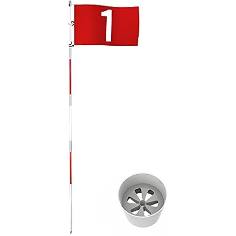 THIODOON Golf Flagstick 6ft Golf Flag and Cup for Yard Pro Detachable Golf Hole Cup and Flag for Driving Range Backyard Upgrade Anti-Rust Glass Fiber 5-Section Design with Connectors Cover