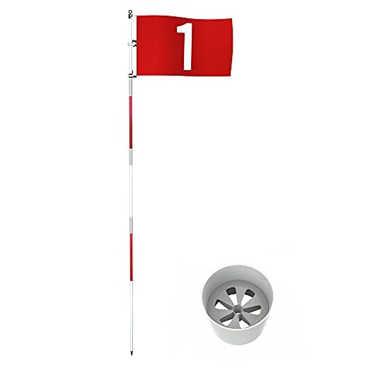 THIODOON Golf Flag 180cm for Garden Indoor Yard Putting Green Golf Hole Cup and Flag for Putting Practice Upgrade Anti-Rust Glass Fiber 5-Section Design with Connectors (Flagstick Set -1 Pack)