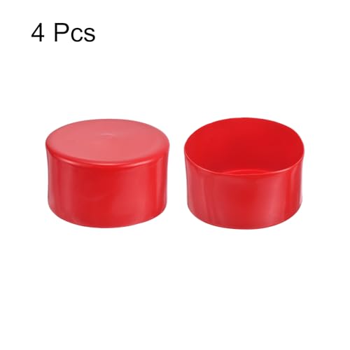Image of uxcell 4pcs Rubber End Caps 3 3 /4 inch(95mm) ID Vinyl Round End Cap Cover Screw Thread Protectors Red, 50mm Height
