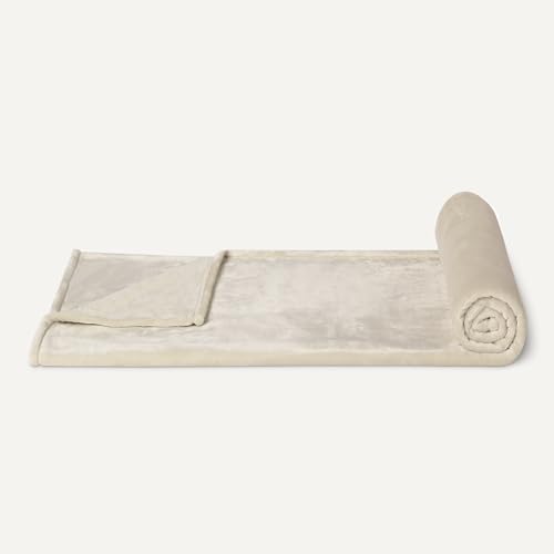 Image of Amazon Basics Soft Fleece Throw Blanket, Lightweight Cozy Warm Blanket for Couch & Sofa, 50 x 60 Inches, Beige (Pack of 2)
