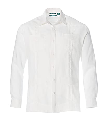 Cubavera Men's 100% Linen Four-Pocket Long Sleeve Guayabera Shirt, Pintuck Detail, Relaxed Fit (Available in Big & Tall)