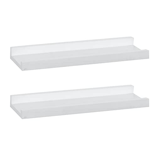 PHOENANCEE Lot De 2 Grandes éTagèRes Murales Flottantes Vintage à Suspendre pour Salle De Bain, Chambre à Coucher, MéTéO Blanc, 43 X 13 X 40 Cm
