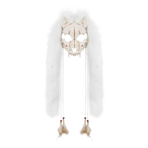 Máscara de lobisomem para mulher, homem, Halloween, viking, máscara decorativa, borlas de penas, máscara de lobo medieval, fantasia vintage para festas de cosplay, fantasias de carnaval