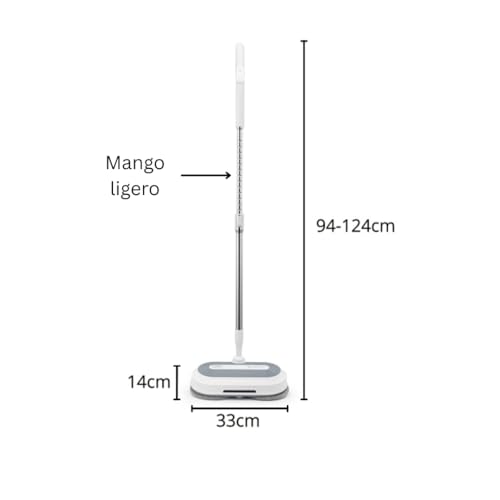 Vlectro Fregona Electrica sin Cable –Mopas de Limpieza Suelos con 180°/90° Cabezal Doble Giratorio, de Agua Spray, Luz LED, Mopa Electrica para Suelos de Parquet, Baldosas y Duras - imagen 8