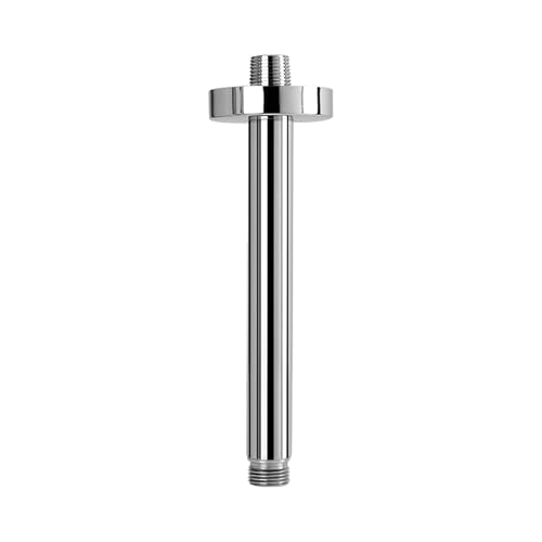 NearMoon Ceiling Mounted Shower Arm with Flange and Teflon Tape, Universal Connection Straight Round Arm for Fixed Rain Shower Head, Thicken Stainless Steel (6 Inch, Chrome)