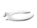 Centoco Elongated Toilet Seat, Open Front No Cover, Extra Heavy Duty Commercial, Stainless Steel Hinges, Plastic, Made in the USA, 1500STSCC-001, White