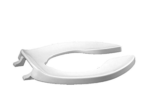 Centoco Elongated Toilet Seat, Open Front No Cover, Extra Heavy Duty Commercial, Stainless Steel Hinges, Plastic, Made in the USA, 1500STSCC-001, White
