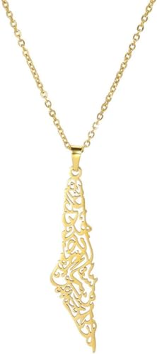 Pendentif carte de Palestine vintage en or 18k pour vos tenues d'été