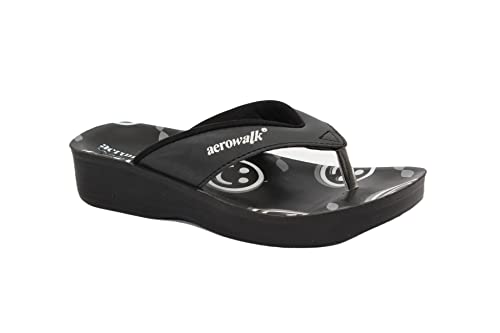 Image of AEROWALK Stylish Fashion Slipper for Women | Comfortable| Lightweight | Anti Skid | Casual Office Footwear (0895 BLACK)