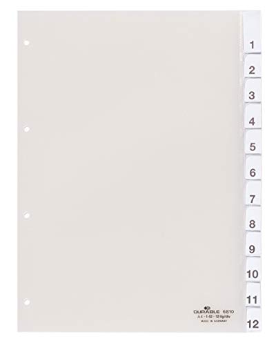 Durable 681019 Kunststof register A4 1-12/Jan-Dec, 1 stuk, transparant, 681019 Kunststof register A4 1-12/Jan-Dec, 1 stuk, transparant