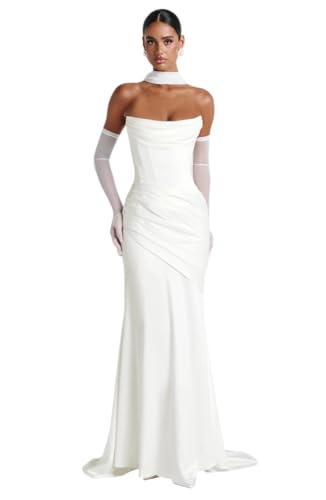 CSZHIWO Satin Long Wedding Dresses for Bride Simple Satin Wedding