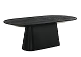 Terra 88' Transitional Oval Dining Table with Mid-Century Modern Inspired Pedestal Base and Wood Grain Top, Ideal for Kitchen or Dining Room, Durable Wood Furniture, Ebony Black