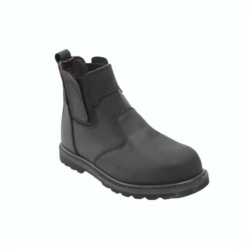 Image of Steel Toe Safety Ankle Work Boots for Mens Made of Leather Comfortable Non-slip Waterproof Industrial Construction Safety Workboots