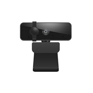 Lenovo Essential Full HD 1080P Webcam, Dual Microphone, No Driver 1.8m USB 2.0, Wide-Angle, Tilt-Control, 360-Degree Rotation, Black