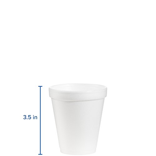 Dart Foam Cups, 6oz, White, 1000ct Case, Fits 6-series Lids, 6J6