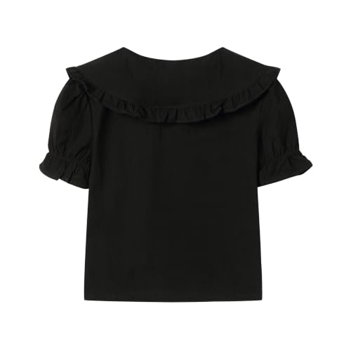 Image of Mud Kingdom Little Girls Peter Pan Collar Blouse Cotton Short Sleeve Button Up