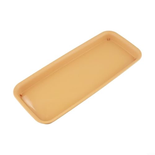 GLFLOW Platillo rectangular para macetas, bandeja de goteo, platillo de drenaje rectangular, contenedor de recogida de agua para plantas de jardín de interior (marrón M)
