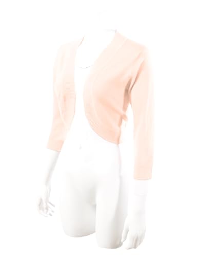 Image of Allsense Women's 3 /4 Sleeve Bolero Shrug for Dresses | Open Front Cropped Cardigan, Lightweight Knit Dress Cover Up