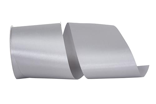 Reliant Ribbon 5100-070-10K Dyna Satin Ribbon, 4 Inch X 50 Yards, Silver