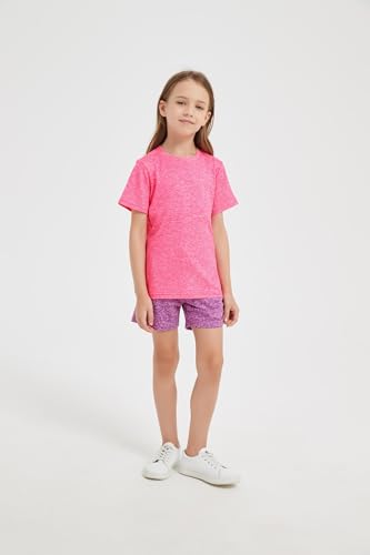 4-Pack Kids/Girls/Teen Girls Active Quick Dry T-Shirts Short Sleeve Shirts Athletic Performance T-Shirt（5-18 Years）4