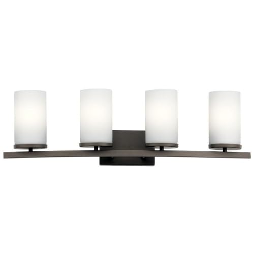 Image of Kichler Crosby 31 inch 4 Light Vanity Light Satin Etched Cased Opal Olde Bronze