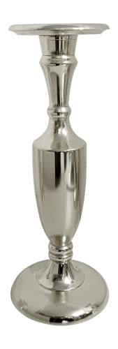 Image of Gold Plated Large Candle Stand | Candle Holder | Modern Design Candle Pillar | Candle Holder for Home Decoration | Diwali | Festivals | (Silver-Nickel, Large, 12 Inches, Set of 1)