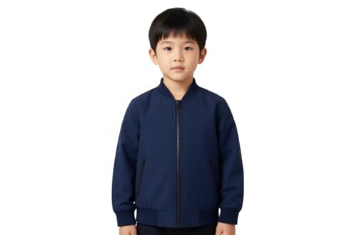 Image of Jacket for Kids | Boys Navy Blue Bomber Windcheater Jacket, With Ricenet Lining, Pockets with Zip Closure,For All Season
